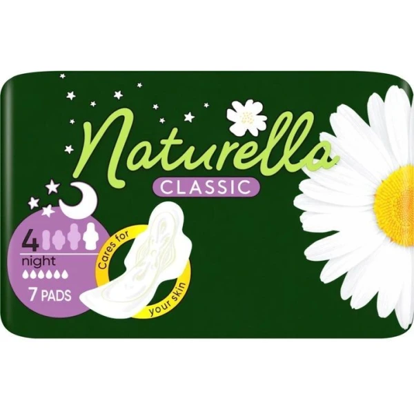 Naturella Classic Night, podpaski ze skrzydełkami, z rumiankiem, 7 sztuk