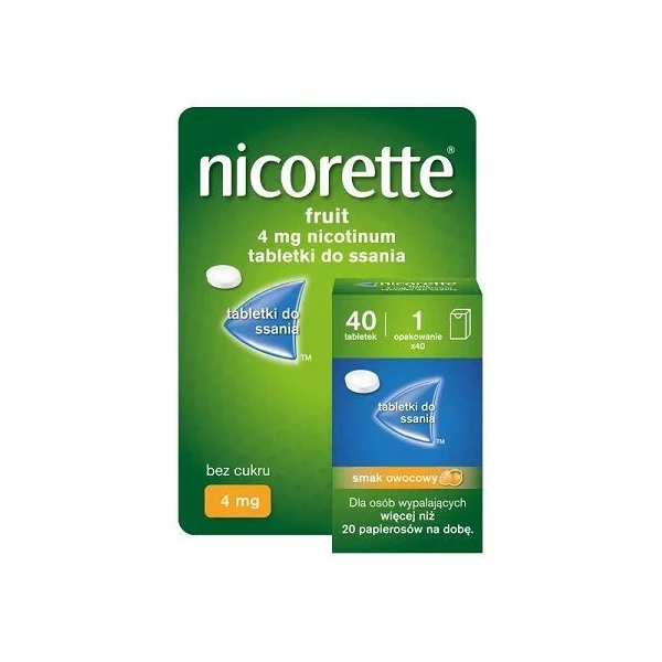 Nicorette Fruit 4mg, smak owocowy, 40 tabletek do ssania