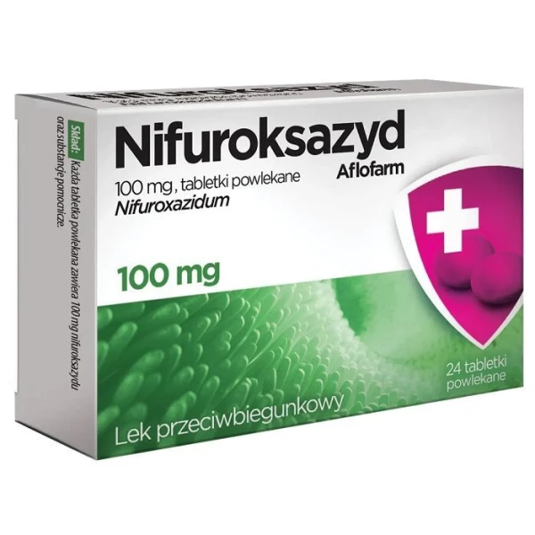 Nifuroksazyd Aflofarm 100mg, 24 tabletki powlekane