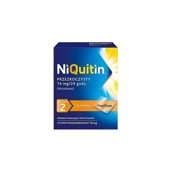 NiQuitin Przezroczysty 14mg/24h (78mg), system transdermalny 2 stopień, 7 plastrów