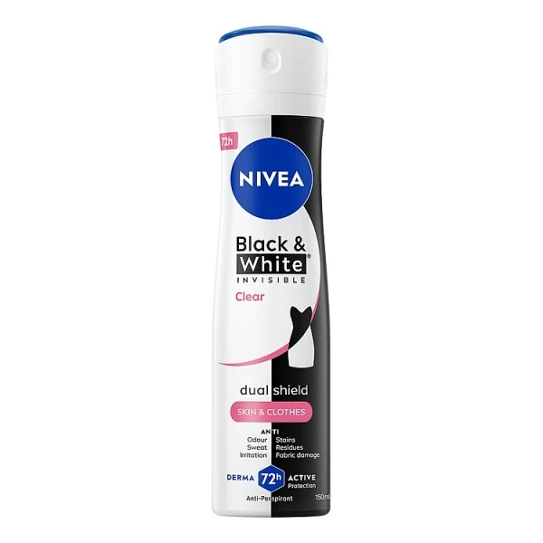 Nivea Black & White Invisible Clear, antyperspirant w sprayu 72h, 150ml