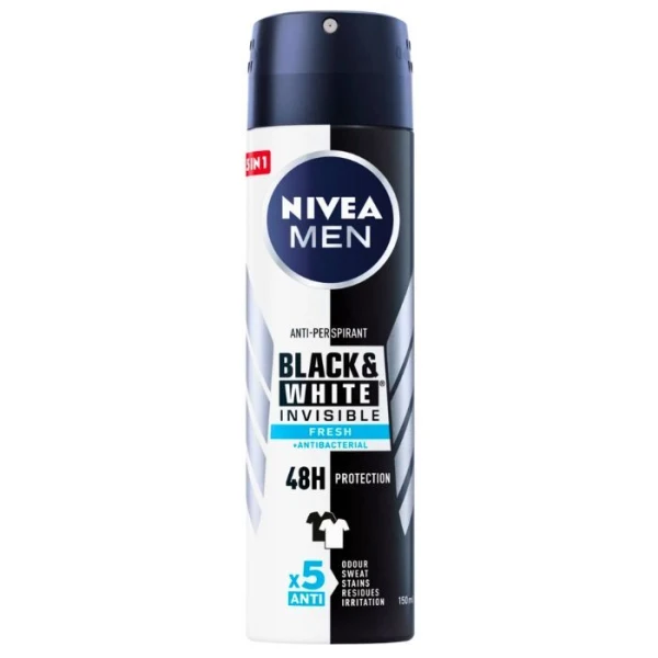 Nivea Men Black & White Invisible, antyperspirant dla mężczyzn, 48h, Fresh, 150ml