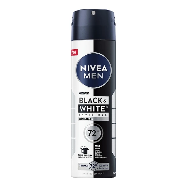 Nivea Men Black & White Invisible, antyperspirant dla mężczyzn, 72 h, Original, 150ml