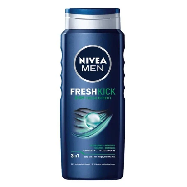 Nivea Men Fresh Kick, chłodzący żel pod prysznic 3w1, 500ml