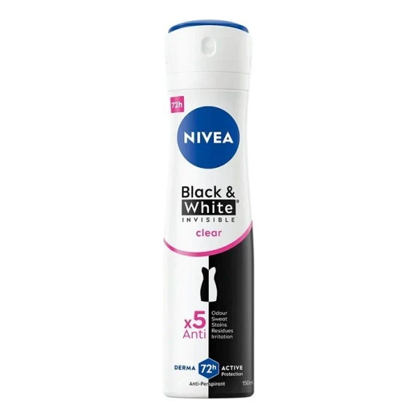 Nivea Women Black&White Invisible Clear, antyperspirant w sprayu dla kobiet, 150ml