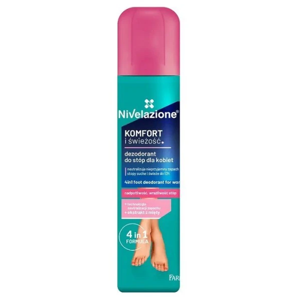Nivelazione, komfort i świeżość, dezodorant do stóp dla kobiet 4w1, spray, 180ml
