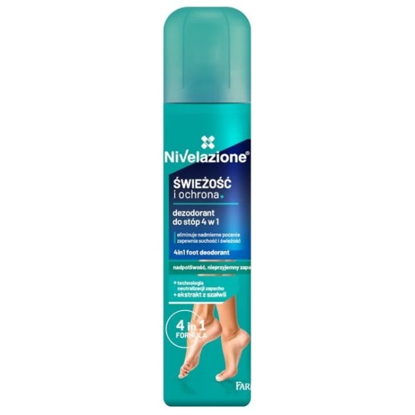 Nivelazione, świeżość i ochrona, dezodorant do stóp 4w1, spray, 180ml