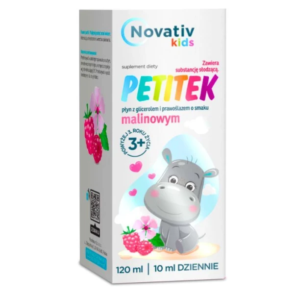 [DATA - 2026-12-31] Novativ Kids, Petitek, smak malinowy, po 3 roku życia, 120ml