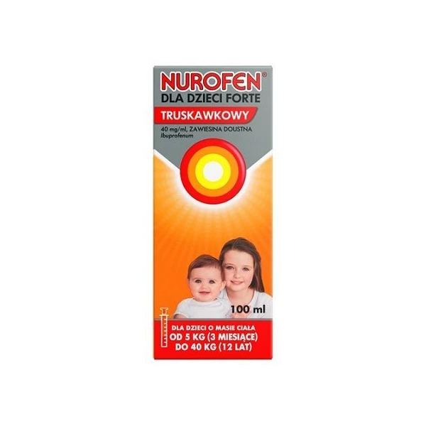 Nurofen dla dzieci Forte 40mg/ml, zawiesina doustna, smak truskawkowy, po 3 miesiącu życia, 100ml