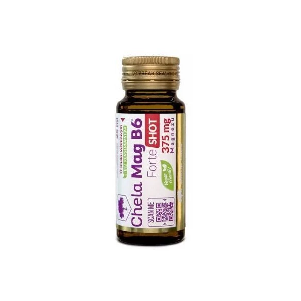 Olimp Labs, Chela-Mag B6 Forte Shot, płyn, smak wiśniowy, wegański, 25ml