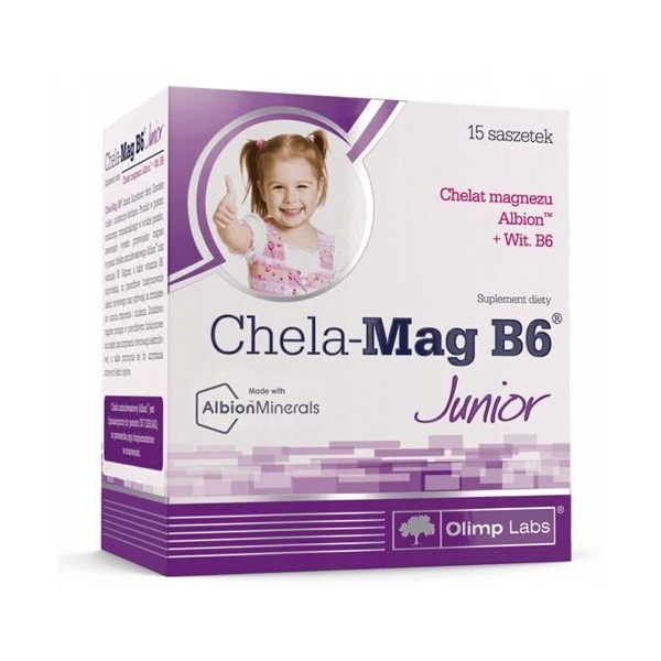 Olimp Labs, Chela-Mag B6 Junior, proszek, smak pomarańczowy, po 3 roku życia, 15 saszetek