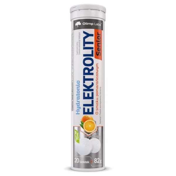 Olimp Labs, Hydratonic Elektrolity Senior, smak pomarańczowy, 20 tabletek musujących