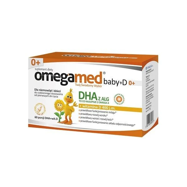 [DATA - 2026-09-30] Omegamed baby + D, witamina D 400 j.m. + DHA, od urodzenia, 60 kapsułek twist-off