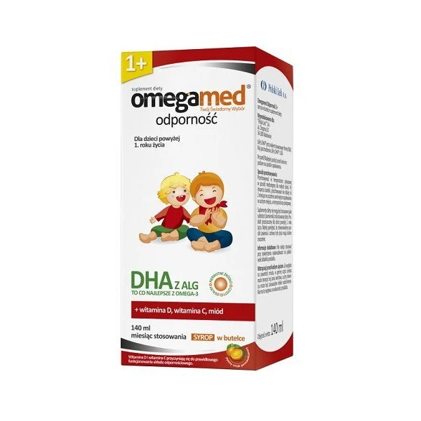[DATA - 2026-10-31] Omegamed Odporność 1+, syrop o smaku pomarańczowym, dla dzieci po 1 roku życia, 140ml
