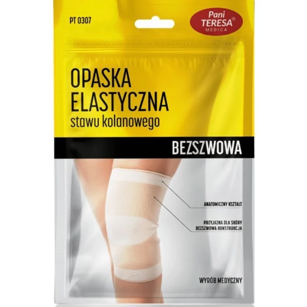 Opaska elastyczna stawu kolanowego, Pani Teresa, bezszwowa, rozmiar S, kolor czarny, 1 sztuka