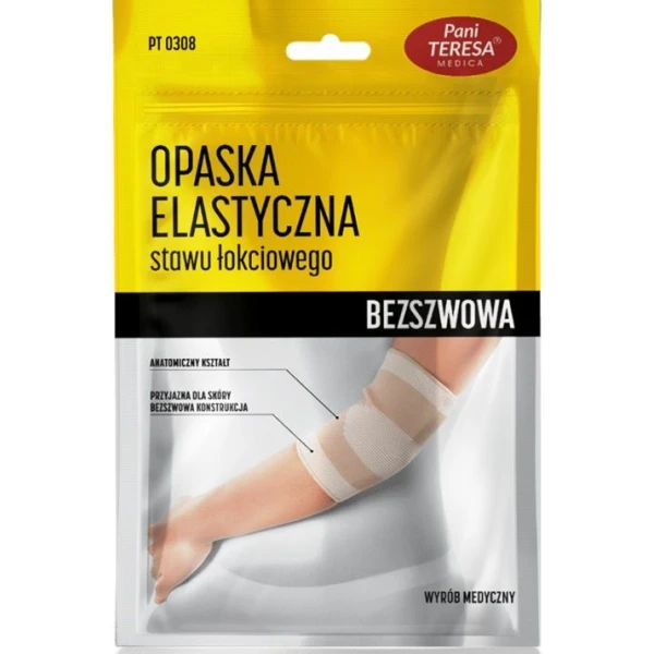 Opaska elastyczna stawu łokciowego, Pani Teresa, bezszwowa, rozmiar XL, kolor beżowy, 1 sztuka