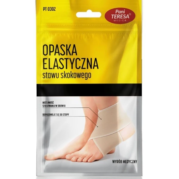 Opaska elastyczna stawu skokowego, Pani Teresa, rozmiar S, kolor beżowy, 1 sztuka