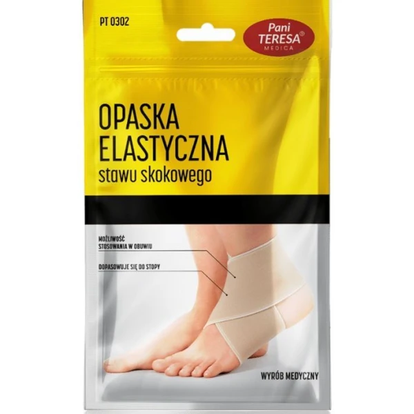 Opaska elastyczna stawu skokowego, Pani Teresa, rozmiar XL, kolor beżowy, 1 sztuka
