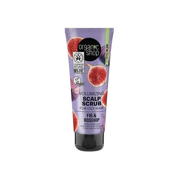 [DATA - 2026-10-07] Organic Shop, figa i dzika róża, peeling do przetłuszczającej się skóry głowy, 75ml