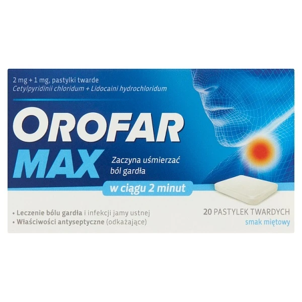 Orofar Max (2mg+1mg), 20 pastylek do ssania