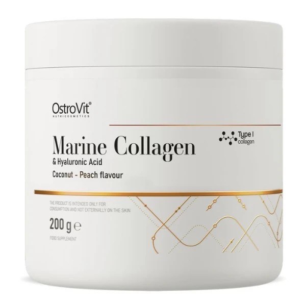 OstroVit, Marine Collagen, kolagen + kwas hialuronowy, smak kokosowo - brzoskwiniowy, 200g