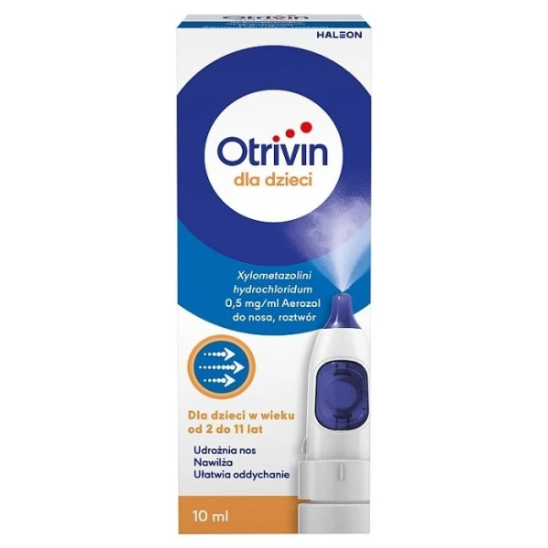 Otrivin dla dzieci 0,5mg/ml, aerozol do nosa, dla dzieci w wieku od 2 do 11 lat, 10ml