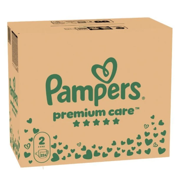 Pampers Premium Care, pieluszki jednorazowe, rozmiar 2, waga 4-8kg, 224 sztuki