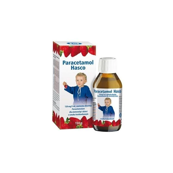 Paracetamol Hasco 120mg/5ml, zawiesina doustna dla niemowląt i dzieci, smak truskawkowy, 150g