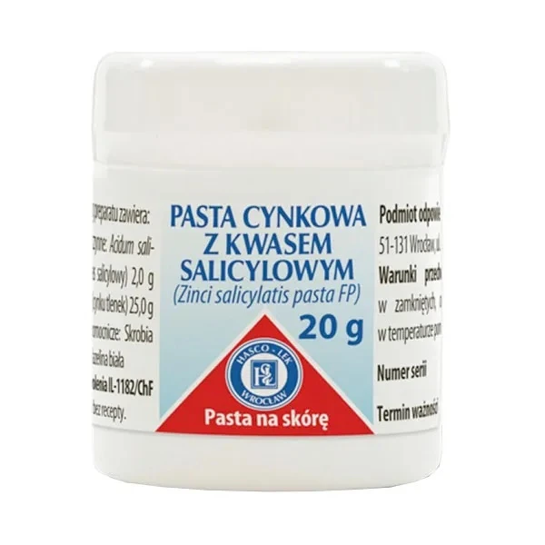Pasta cynkowa z kwasem salicylowym (2g+25g/100g), Pasta Lassari, 20g