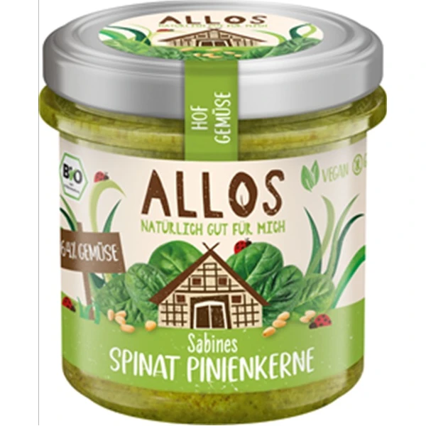 Allos, pasta warzywna ze szpinakiem i orzeszkami piniowymi, bezglutenowa, BIO, 135g