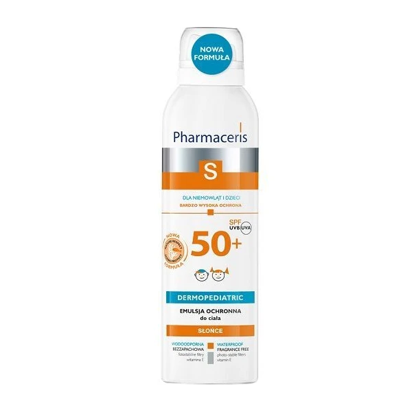 Pharmaceris S, Dermopediatric, emulsja ochronna do ciała SPF 50+, dla niemowląt i dzieci, spray, 150ml