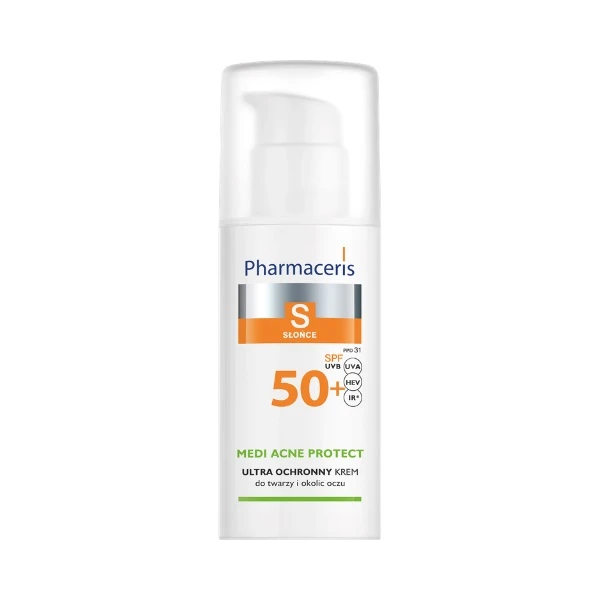 Pharmaceris S, Medi Acne Protect Ultra, ochronny krem do twarzy i okolic oczu, dla skóry trądzikowej, tłustej oraz mieszanej, SPF 50+, 50ml