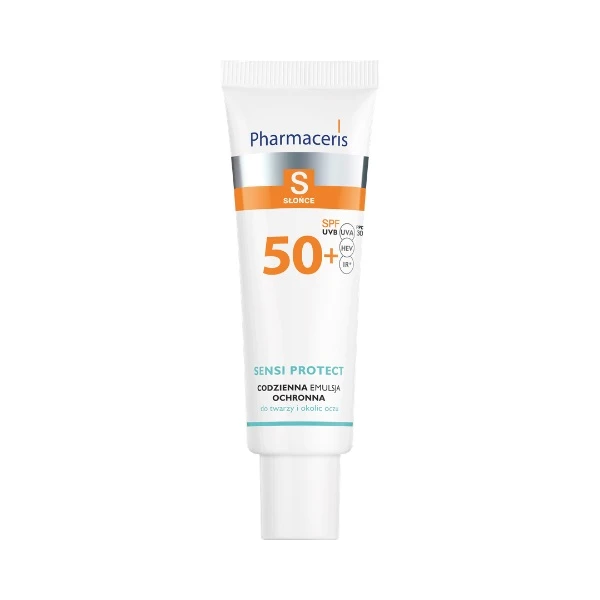 Pharmaceris S, Sensi Protect, codzienna emulsja ochronna z kwasem hialuronowym do twarzy i okolic oczu, SPF 50+, 50ml