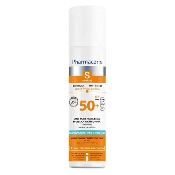 Pharmaceris S, Transparent Mist Protect, antyoksydacyjna mgiełka ochronna do twarzy SPF50+, 75ml