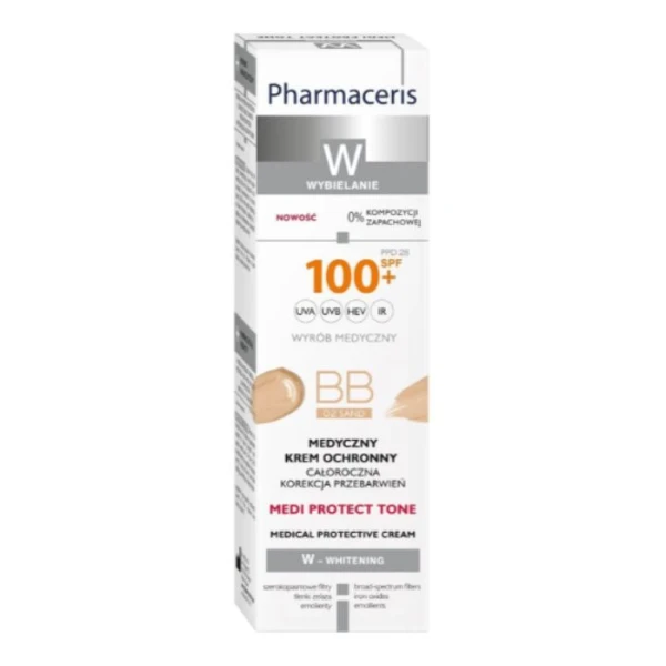 Pharmaceris W, Medi Protect Tone, medyczny krem ochronny BB, 02 Sand, SPF 100+, 40ml