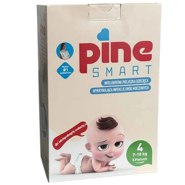 Pine Smart, pieluchy umożliwiające wykrycie infekcji dróg moczowych, rozmiar 4, maxi, 7-18 kg, 5 sztuk