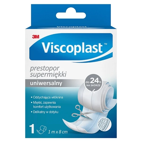 Plaster Viscoplast, Super Miękki, uniewersalny, biały, do cięcia, 1m x 8cm, 1sztuka