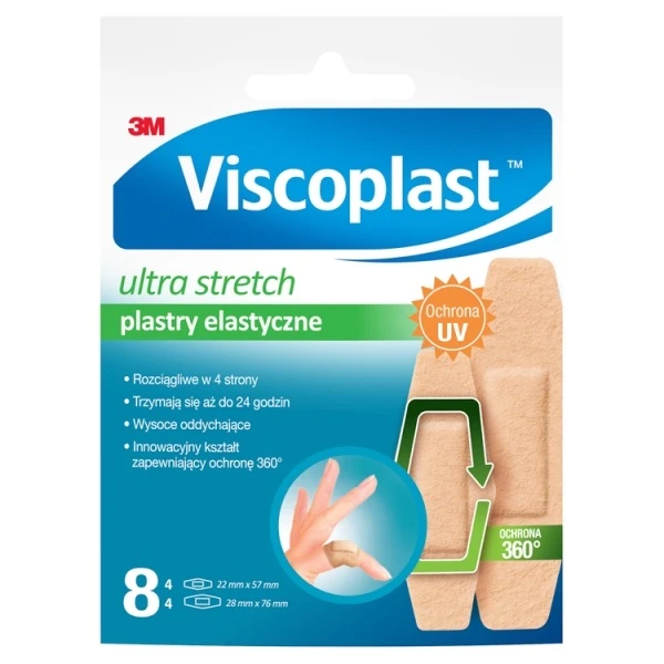 Plastry elastyczne, Viscoplast, Ultra Stretch, 2 rozmiary, 8 sztuk