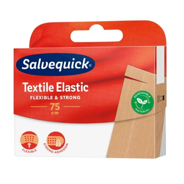Plastry Salvequick Textile Elastic, plastry do cięcia, kolor cielisty, 75cm, 1 sztuka