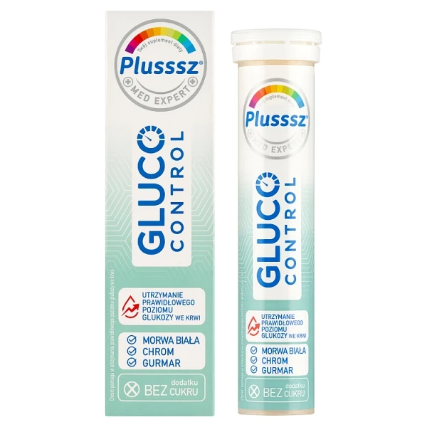 Plusssz Gluco Control, smak bergamotki i trawy cytrynowej, 20 tabletek musujących