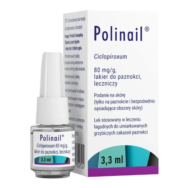 Polinail 80mg/g, lakier leczniczy do paznokci, 3,3ml