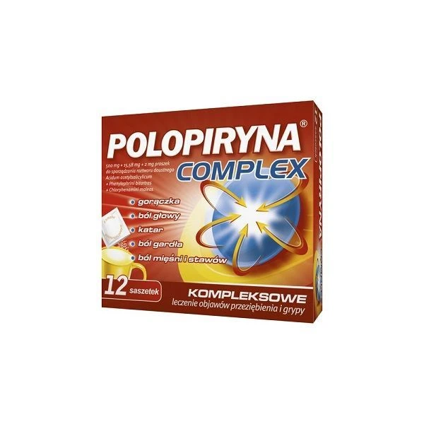 Polopiryna Complex (500mg+15,58mg+2mg), proszek, 12 saszetek