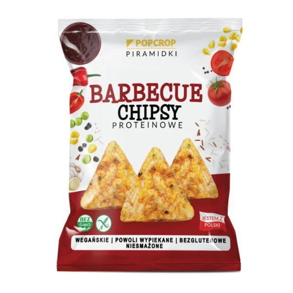 PopCrop, chrupki piramidki wysokoproteinowe, bezglutenowe, barbecue, 60g