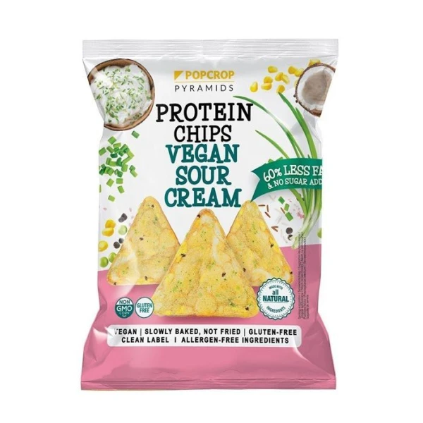 PopCrop, chrupki piramidki wysokoproteinowe, bezglutenowe, kwaśna śmietana, 60g