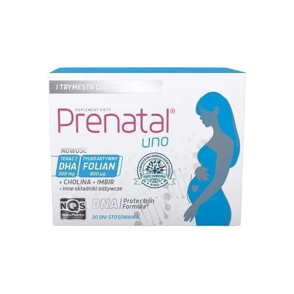 Prenatal Uno, 1 trymestr ciąży, 30 kapsułek + DHA, 30 kapsułek
