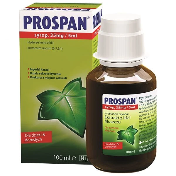 Prospan 35mg/5ml, syrop dla dorosłych i dzieci od 2 roku życia, 100ml