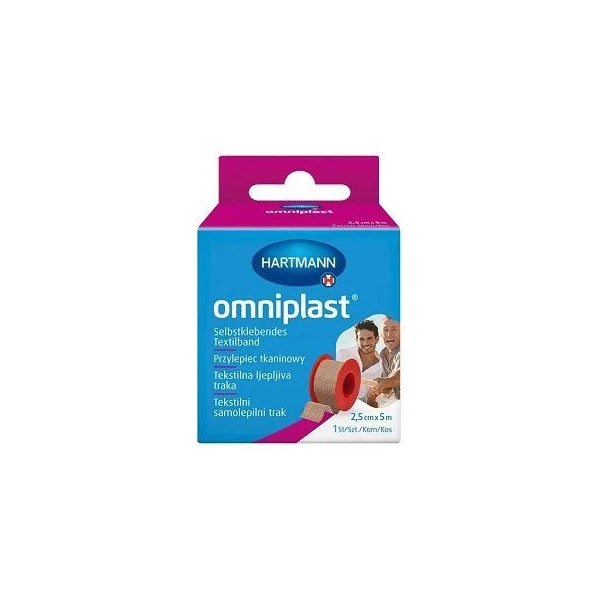 Przylepiec na rolce Omniplast, cielisty, 2,5cmx5m, 1 sztuka