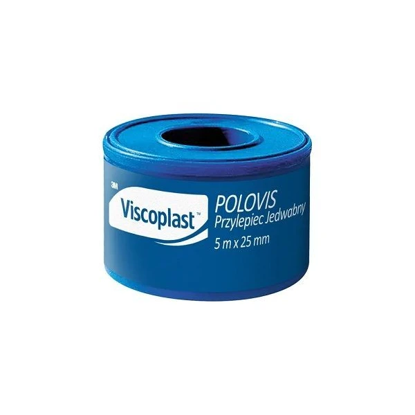 Przylepiec Polovis, Viscoplast, jedwabny, biały, 5m x 25mm, 1 sztuka