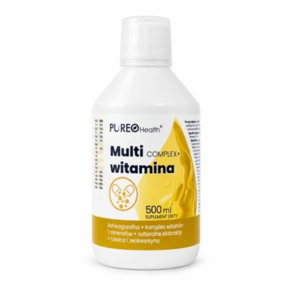 Pureo Health, Multiwitamina Complex+, płyn, smak pomarańczy i mango, 500ml