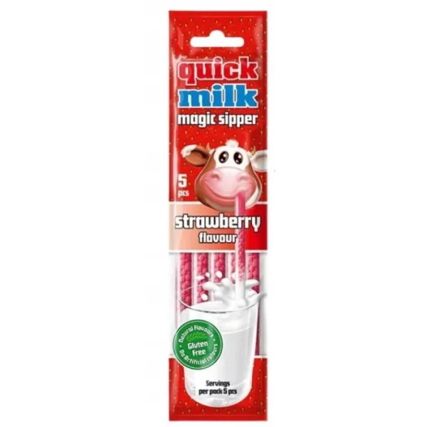 Quick Milk, słomki do picia mleka, smak truskawkowy, 30g